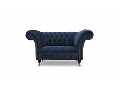 Sofá Chesterfield de 1,5 plazas, sofá de diseñador, tela de tapicería de sofá textil.