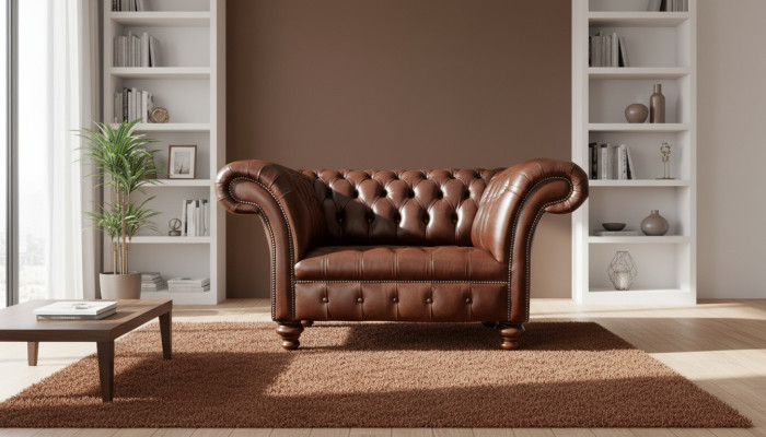 Sofá Chesterfield de sala de estar Sofás Sofá Tapizado de Cuero Moderno de 1,5 plazas