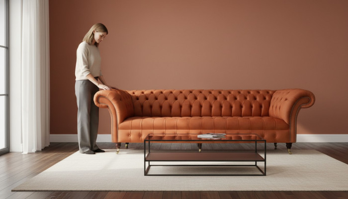 Chesterfield británico tapizado lujo sofá diseño sofá clásico 4 plazas.