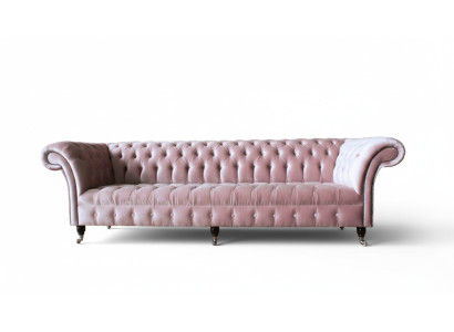 Sofá Chesterfield Rosa, Sofá con tapizado, sofá de 4 plazas, sofás de asiento.