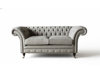 Sofá Chesterfield gris de 2 plazas, sofá de madera, muebles, sofá nuevo de tres plazas.