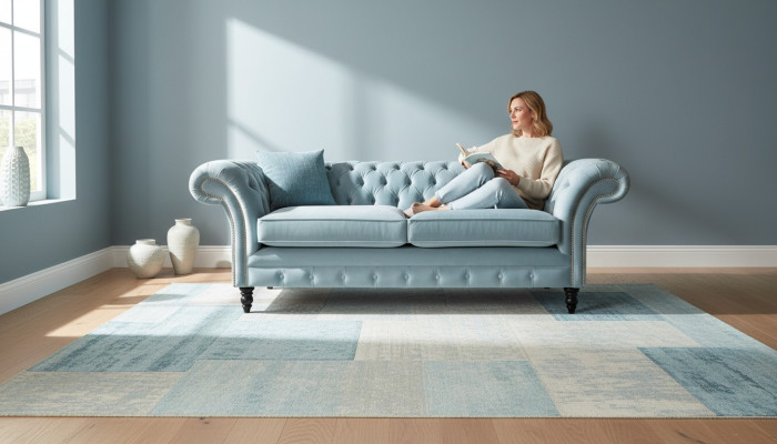Chesterfield sofá de 3 plazas, tapizado, estilo moderno, tela nueva.