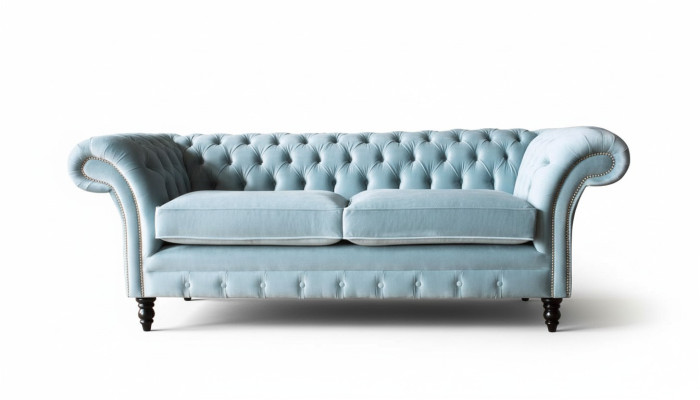 Chesterfield sofá de 3 plazas, tapizado, estilo moderno, tela nueva.