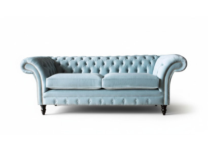 Chesterfield sofá de 3 plazas, tapizado, estilo moderno, tela nueva.