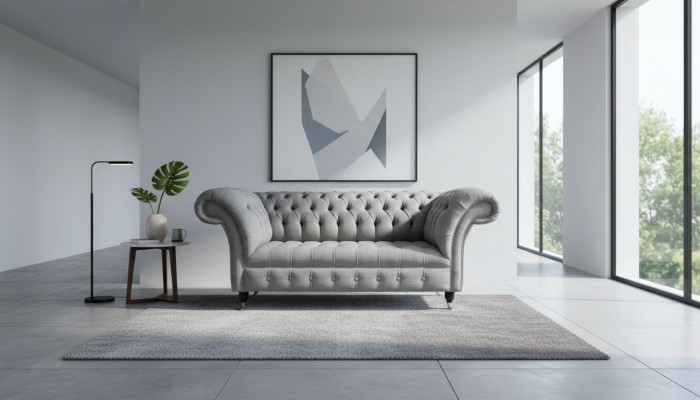 Chesterfield Sofá de dos plazas Tapizado Textil Sofá de tela Lujo