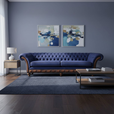 Sofá Moderno Chesterfield de 4 Plazas Sofás de Lujo Sofá de Tela para la Sala de Estar Sofá Nuevo