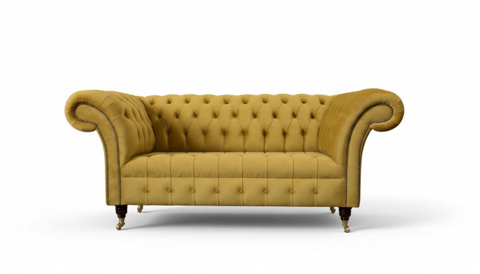 Sofá de dos plazas diseño de 2 plazas sofás tapicería Chesterfield asiento tela textil