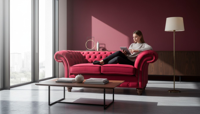 Diseño moderno Sofá textil de 2 plazas Couch Acolchado Sofás de lujo Chesterfield.