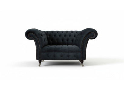 Sofá diseño Chesterfield, sillón tapizado de lujo en tela.