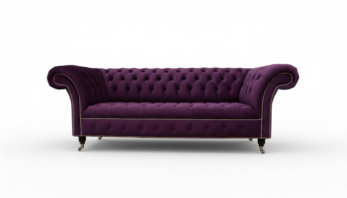 Sofá Chesterfield lila de 3 plazas Chesterfield Sofá de diseñador de tela