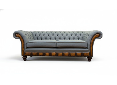 Couch de lujo de tres plazas moderna, muebles gris, sofás de tela textil acolchado.