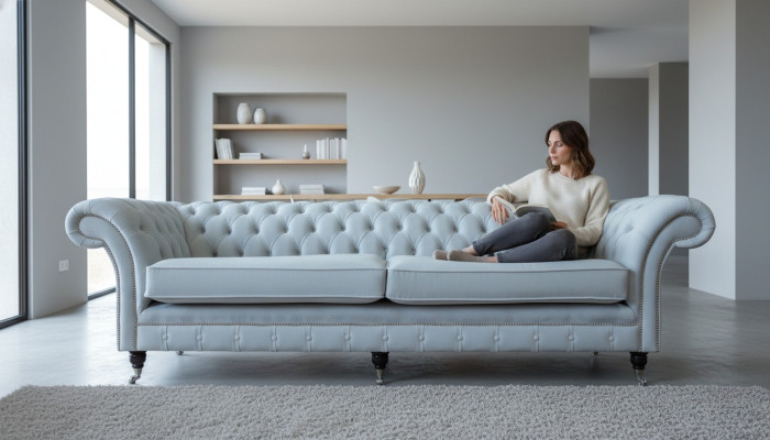 Sofá de sala de estar 4 plazas lujo diseñador sofá tapizados moderno