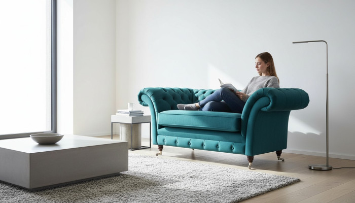 Chesterfield Design Sillón Sofá Tapizado Lujo Textil Sofás de 1 Plaza
