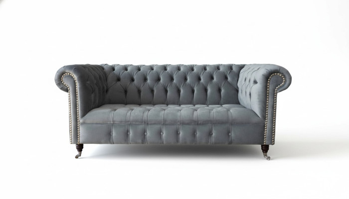 Sofá de 3 plazas de tela Sofás Cama Chesterfield Gris de Tres Plazas