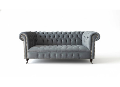 Sofá de 3 plazas de tela Sofás Cama Chesterfield Gris de Tres Plazas