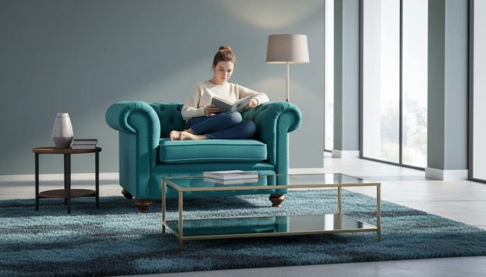 Sofá de diseño de lujo Chesterfield de un asiento, sofá de lujo nuevo