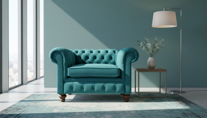Sofá de diseño de lujo Chesterfield de un asiento, sofá de lujo nuevo