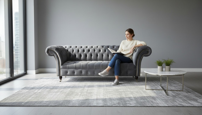 Chesterfield sofá de 3 plazas Diseño Sofás Sofás Tapizados Textil de Tres Plazas