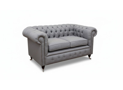 Chesterfield mobiliario de oficina asientos sofá sofá 2 plazas textil gris
