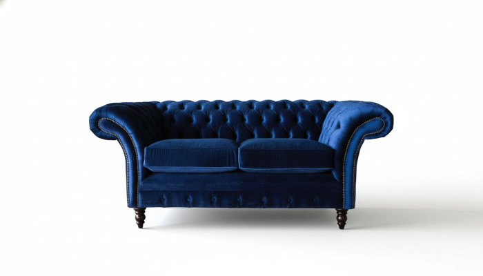 Chesterfield oficina muebles de asientos sofá sofá de 2 plazas textil azul