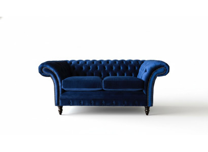 Chesterfield oficina muebles de asientos sofá sofá de 2 plazas textil azul