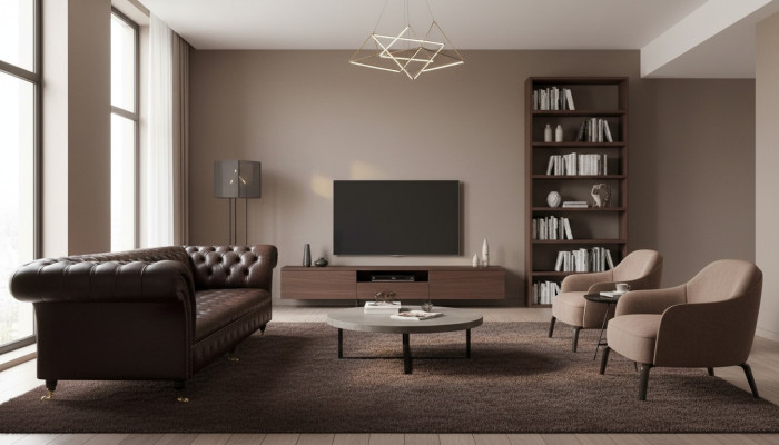 Sofá Chesterfield de 4 plazas, lujo de 245 cm, sofá de cuero, muebles.