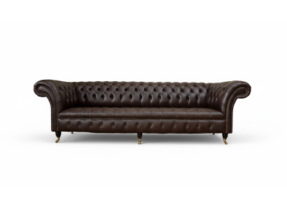 Sofá Chesterfield de 4 plazas, lujo de 245 cm, sofá de cuero, muebles.