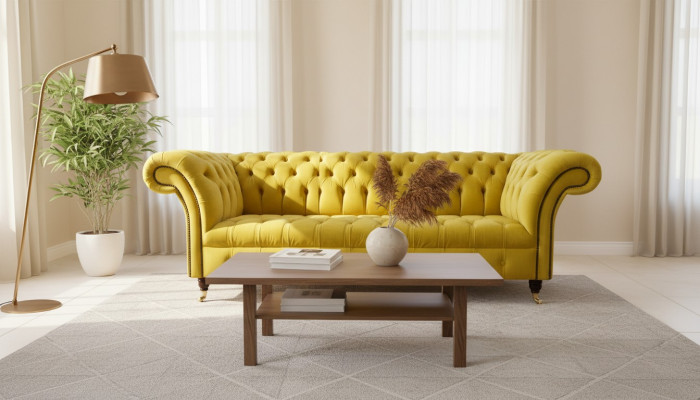 Chesterfield sofá de 3 plazas estilo sofá tapizado en tela sofá nuevo