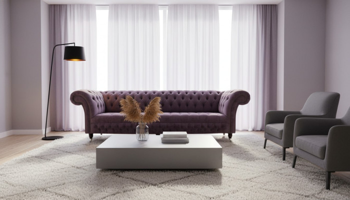 Sofá de diseño de 4 plazas Sofá tapizado de tela de lujo Sofás Chesterfield