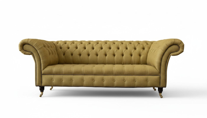 Chesterfield Sofá de lujo de tres plazas 3 plazas Sofás Diseño de sofá Beige de orquidia