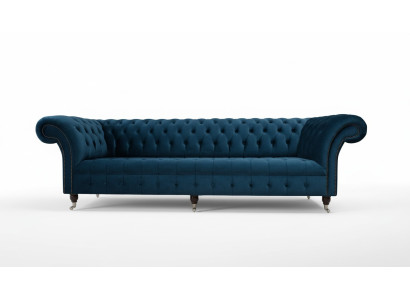 Sofá de diseño Chesterfield tapizado moderno de tela de 4 plazas con función de cama.