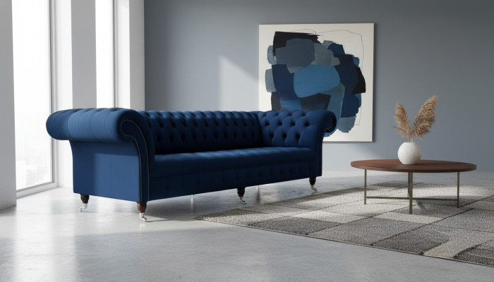 Sofá Chesterfield Sofás de 4 plazas Sofá Tapizado Tela Muebles de sala