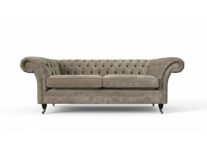 Sofá Chesterfield de tres plazas 3 sofás de tres plazas Gris tela Sala de estar Lujo