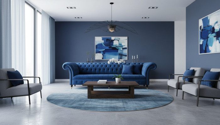 Chesterfield Gran Sofá de Tela de Terciopelo Acolchado Sofás de 4 Plazas Sofás