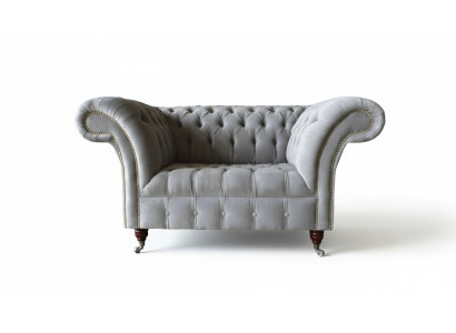 Graue Chesterfield Ohrensessel Grau Sessel Couch Stoffsofa Wohnzimmer  Sillón orejero Chesterfield gris, sillón gris, sofá de tela, sala de estar