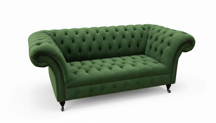 Chesterfield mobiliario de oficina sofá sofá de 2 plazas textil verde