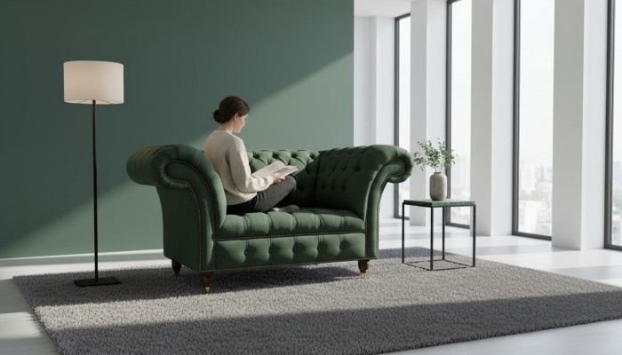 Sillón verde sofá sofá acolchado de lujo tela clásica sofás nuevos