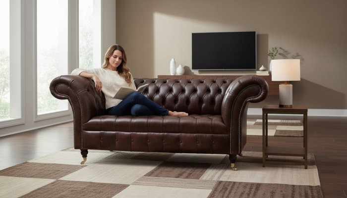 Sofá Chesterfield Chesterfield acolchado Sofás de 2 plazas de cuero y tela Lounge nuevo