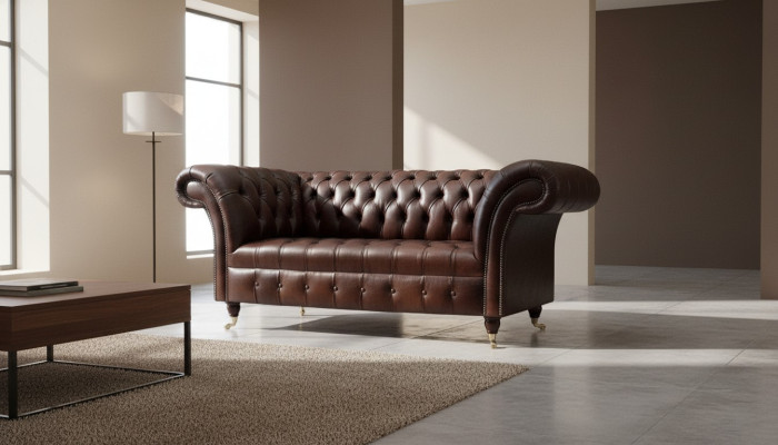Sofá Chesterfield Chesterfield acolchado Sofás de 2 plazas de cuero y tela Lounge nuevo
