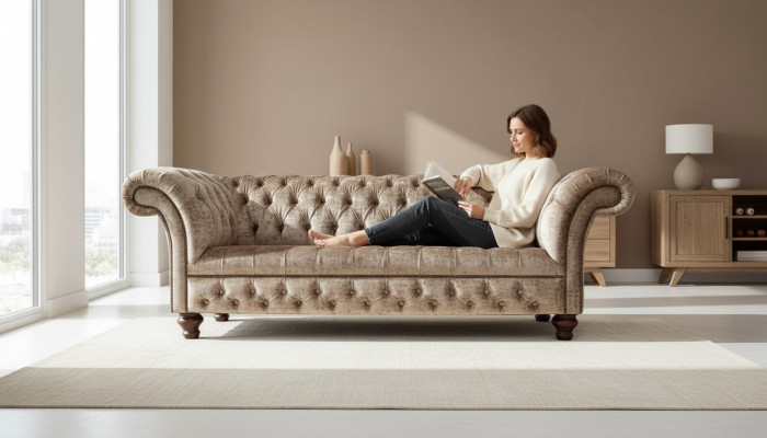 Sofá Chesterfield de 3 plazas diseño acolchado sofás modernos de tres plazas.