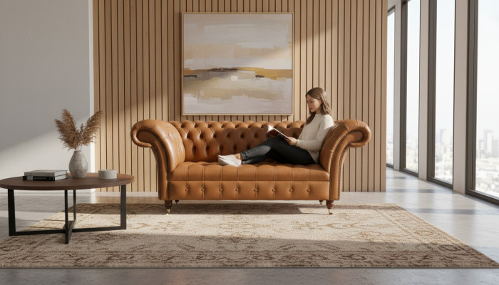 Chesterfield Sofá de tela Sofá Tela Sofás de oficina Mobiliario inglés