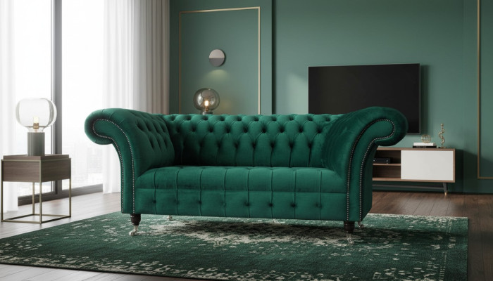 Chesterfield sofá de dos plazas 2 plazas Sofás de diseño Acolchados Asientos modernos Tapizado