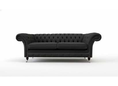 Sofá Chesterfield de sala de estar, sofá de tres plazas, diseño negro, muebles nuevos.