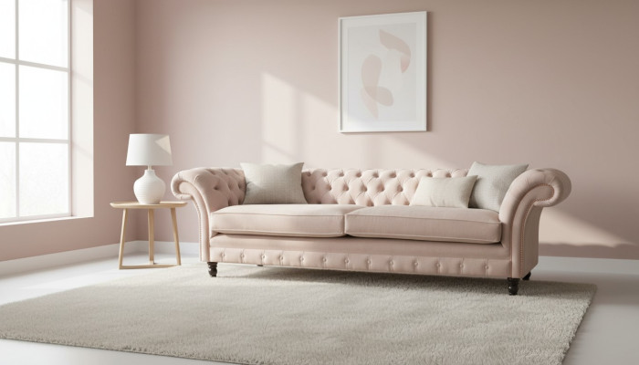 Rosa Viersitzer Polster Sofá de 4 plazas Muebles Sofás Grandes Sofá 245 cm Nuevo
