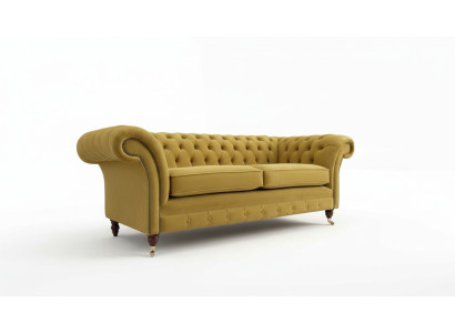 Sofá Chesterfield de 3 plazas, diseño de lujo, estilo textil.