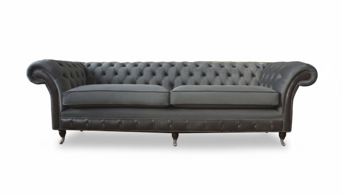 Sofá de diseño Couch Luxus poltronas sofá de 4 plazas Chesterfield lujo gris.