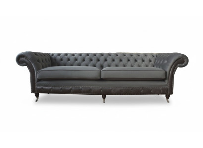 Sofá de diseño Couch Luxus poltronas sofá de 4 plazas Chesterfield lujo gris.