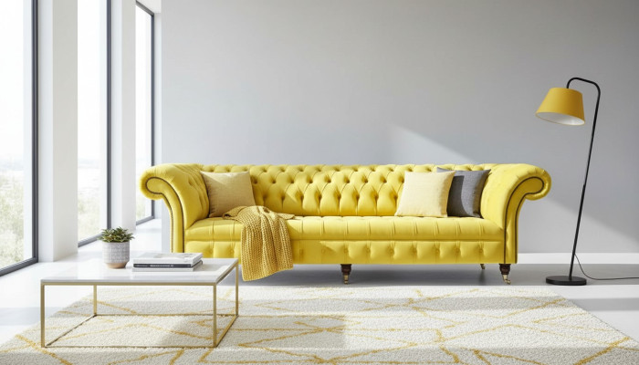 Sofá de cuatro plazas Chesterfield Diseño Sofás Muebles Sala de estar Sofá Tapicería