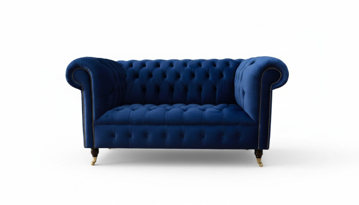 Chesterfield mobiliario de oficina Asiento sofá sofá 2 plazas Textil Azul