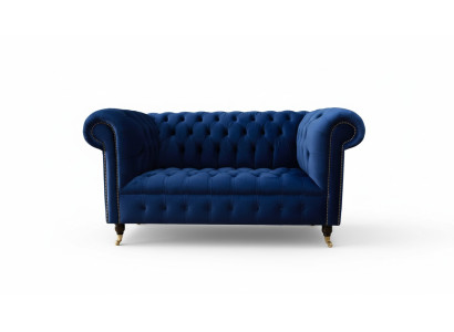 Chesterfield mobiliario de oficina Asiento sofá sofá 2 plazas Textil Azul